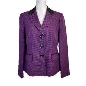 Le Suit Blazer Jacket size 8 Purple Black Career Suit Professional Lawyer Boss